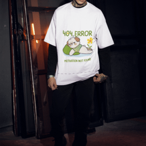 oversized t-shirt 404 error dog graphic